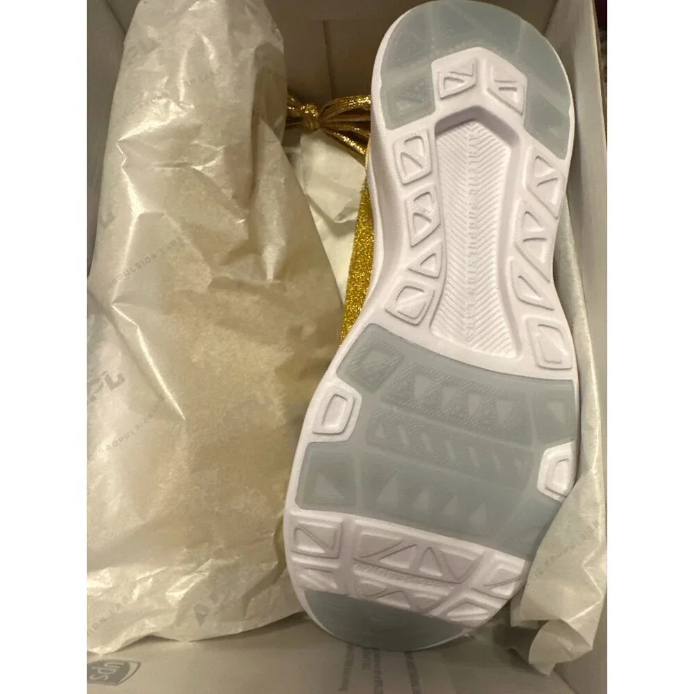 APL Womens Techloom Breeze Sneakers Size 8 Gold Metallic Knit Lightweight Athlet